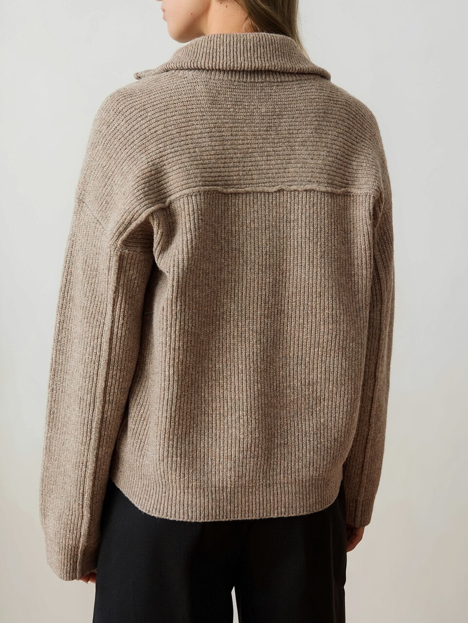 Women's Vintage Fashion Zipper Half-Placket Long Sleeve Sweater