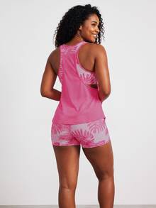 Rhythm Era Plus Size Women 2pcs Floral Print Sexy Active Tropical Kawaii Cow Girl Tummy Control Sports Set Gym Hot Pink Light Pink Summer Pink Floral - Multicolor - View 6