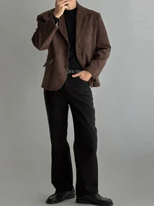 DAZY Men's Solid Color Casual Commute Travel Long Sleeve Blazer - Rust Brown - View 5