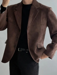DAZY Men's Solid Color Casual Commute Travel Long Sleeve Blazer - Rust Brown - View 1