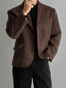 DAZY Men's Solid Color Casual Commute Travel Long Sleeve Blazer - Rust Brown - View 6