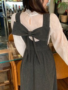 DAZY 女款素色圓領無袖休閒長洋裝 秋季 - 灰色 - 查看 5
