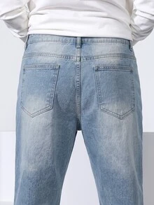 QuarKem Men's Straight Loose Casual Fit Jeans With Pockets - Light Wash - View 8