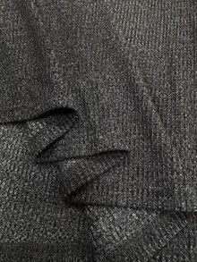 Franclia Sweatshirt Lengan Panjang Rajut Waffle dengan Kerah Kontras Ukuran Besar, Musim Gugur/Dingin - Dark Grey - View 6