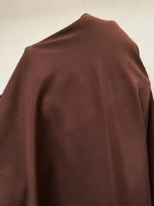 Elaquor 大码女士纯色褶皱挂脖泳衣套装，含三角泳裤，适合夏季度假和海滩穿着 - 咖啡棕 - 查看 3