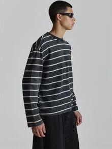 Musero Long Sleeve Drop Shoulder Oversized Polo Shirt With Front And Back Embroidery Autum Winter Essentials - Black and White - View 3