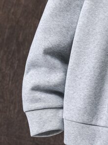 SHEIN 青少年男孩字母印花長袖連帽衛衣與運動長褲休閒套裝 - 灰色 - 查看 5