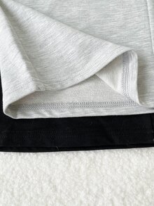 SHEIN Tween女孩秋冬休閒百搭街頭風寬鬆寬腿拼接撞色雙腰頭設計運動褲2件套，適合外出、上學、購物等多種場合 - 彩色 - 查看 7
