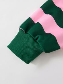 SHEIN 青少年女孩長袖抓絨秋季休閒寬鬆韓風開襟運動衫外套 開學季畢業舞會 粉色 - 粉色 - 查看 3