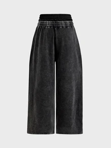 SWAVVY Men's Casual Dark Gray Sweatpants, Standard Size, Plain Design With Pockets And Curved Leg - Black - View 4