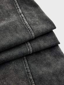 SWAVVY Men's Casual Dark Gray Sweatpants, Standard Size, Plain Design With Pockets And Curved Leg - Black - View 7