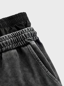 SWAVVY Men's Casual Dark Gray Sweatpants, Standard Size, Plain Design With Pockets And Curved Leg - Black - View 6