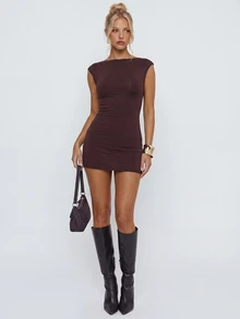 Avantive Women Mini Dresses Night Out Club Party Dark Brown Summer Sexy - Brown - View 6