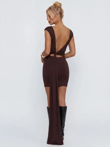 Avantive Women Mini Dresses Night Out Club Party Dark Brown Summer Sexy - Brown - View 2