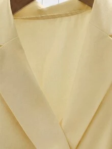 GlowEve 女款焦橙色拼接腰部抓褶A字優雅長袖襯衫洋裝，秋冬時尚復古度假辦公商務日常通勤 - 彩色 - 查看 6