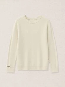 Calmiston Men's Minimalist Versatile Ribbed Long Sleeve Sweater For Daily Wear Old Money Couple Matching Outfit - Beige - View 9