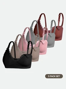 SHAPORA Bra Menyusui Hamil Wanita Terlaris, Modis, Nyaman, Minimalis, Warna Polos, Berkualitas Tinggi, dan Berkinerja Baik, 5pcs/Pack - MultiWarna - View 7