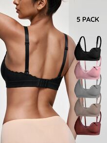 SHAPORA Bra Menyusui Hamil Wanita Terlaris, Modis, Nyaman, Minimalis, Warna Polos, Berkualitas Tinggi, dan Berkinerja Baik, 5pcs/Pack - MultiWarna - View 2