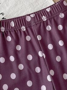 SHEIN 2件組女嬰連帽衛衣長褲套裝 紫色毛絨熊口袋 白色波點耳朵 長袖加厚 生日派對家庭秋季套裝 - 彩色 - 查看 8