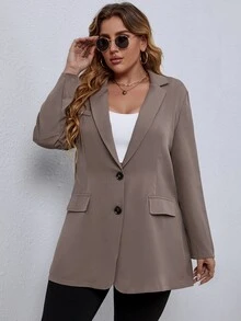 EMERY ROSE Blazer unicolor con botón - Marrón Mocha - Ver 7