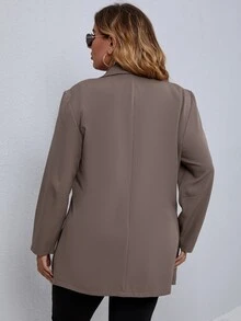EMERY ROSE Blazer unicolor con botón - Marrón Mocha - Ver 2