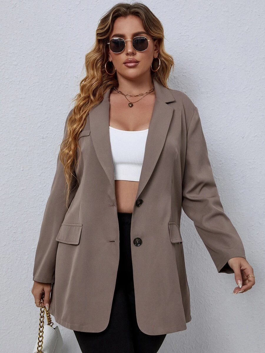 EMERY ROSE Blazer unicolor con botón - Marrón Mocha - Ver 1