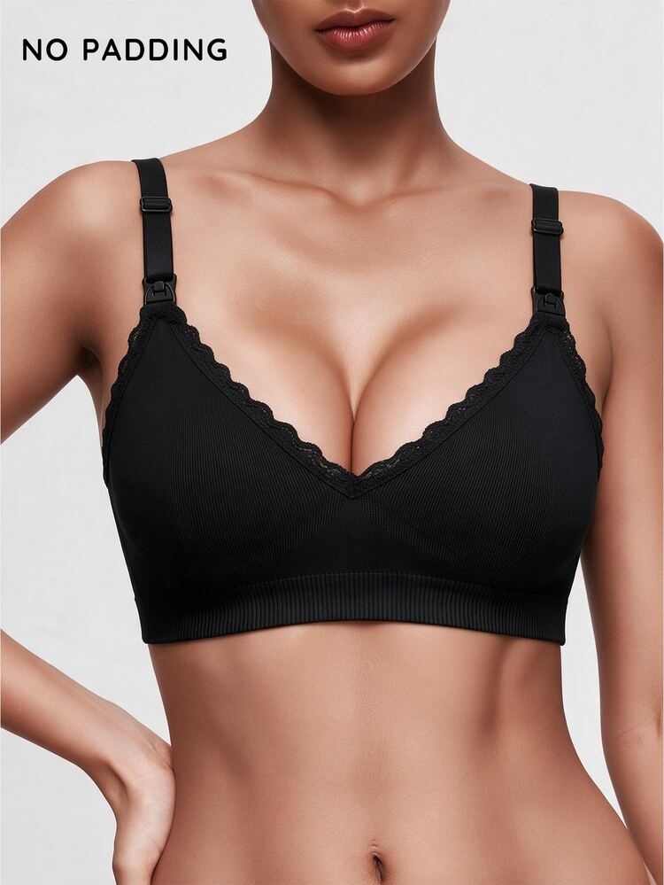 SHAPORA 5pcs Women's Best-Selling Fashion Comfortable Minimalist Solid Color High-Value High-Quality Maternity Nursing Bras - Multicolor - View 7