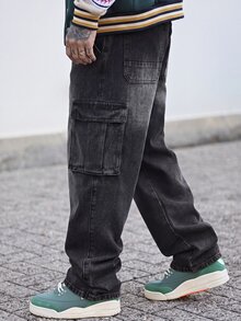 Devon Thys 男士休闲简约口袋设计牛仔裤，垃圾摇滚 - 黑色 - 查看 3