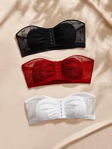 Charlaine Romantic Lace Front Closure Strapless Bra Set 3pcs - Multicolor - View 4