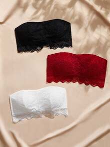 Charlaine Set Bra Tanpa Tali Renda Romantis 3 Potong - MultiWarna - View 1