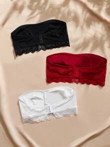 Charlaine Set Bra Tanpa Tali Renda Romantis 3 Potong - MultiWarna - View 2