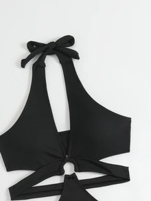 SHEIN Swim 女士连体泳衣 - 黑色 - 查看 7