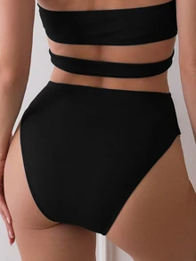 SHEIN Swim 女士连体泳衣 - 黑色 - 查看 3