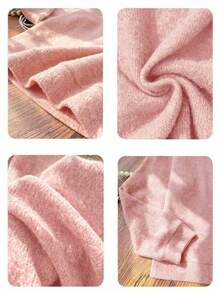 SHEINBlues Women's Soft Knit Pullover Sweater, Fashion Solid Color Long Sleeve Casual Top, Autumn/Winter - Pink - View 3