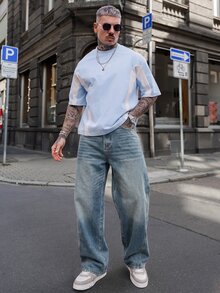 Artur Kramer 男士纯色简约休闲牛仔裤 - 藍色 - 查看 4