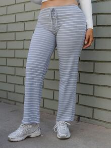 Andrea Bello Women's Low Waist Grey Brushed Drawstring Yoga Loose Pants For Home,Petite Women Lounge Autumn Casual - Grey - View 5