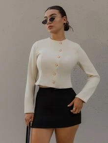 Andrea Bello Áo sơ mi nữ vải tweed, cổ áo bất đối xứng, khuy kim loại trang trí, áo sơ mi dài tay, áo khoác nữ, áo vest nữ, áo sơ mi công sở thanh lịch màu trơn họa tiết sao biển, áo kiểu màu kem cho nữ, áo kiểu sang trọng cho nữ, áo khoác màu kem cho nữ, áo kiểu cài khuy hình ngôi sao cho nữ, áo khoác mùa đông, áo khoác mùa thu, áo mùa đông cho nữ, áo đi chơi mùa thu, phong cách Y2K, phụ nữ thượng lưu, áo kiểu thanh lịch cho nữ. - Màu be - Xem 2