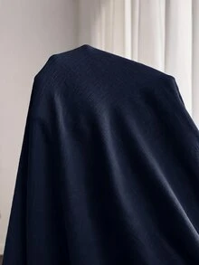 Enliva Setelan 2 Potong Linen Biru untuk Wanita Ukuran Besar: Kemeja Kancing Lengan 3/4 dan Celana Panjang Lebar, Pakaian Kasual - Navy Blue - View 5