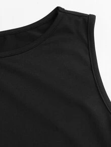 Sunnyshic Women's Black Elegant Sleeveless Mermaid Long Dress With Contrast Lace Waist - Matte Black - View 5