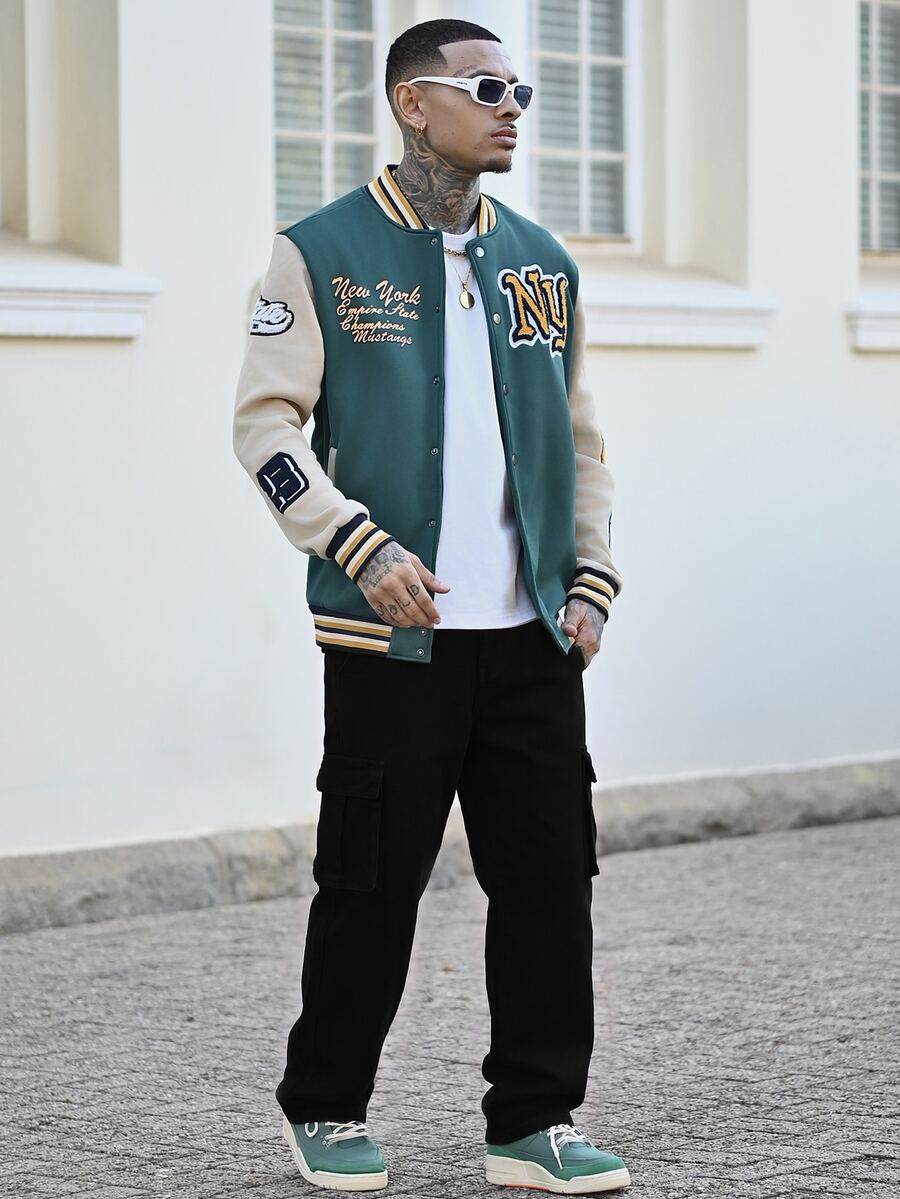 Devon Thys 男式休闲百搭纯色工装牛仔裤 - 黑色 - 查看 1