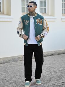 Devon Thys 男式休闲百搭纯色工装牛仔裤 - 黑色 - 查看 5
