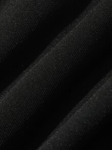FRIFUL Kaos Slim Fit Wanita Motif Blok Warna Musim Gugur dengan Hiasan Renda Kontras - Hitam - View 8