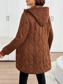 SHEIN Maternity Autumn/Winter Hooded 3-In-1 Jacket Fall - Brown - View 2