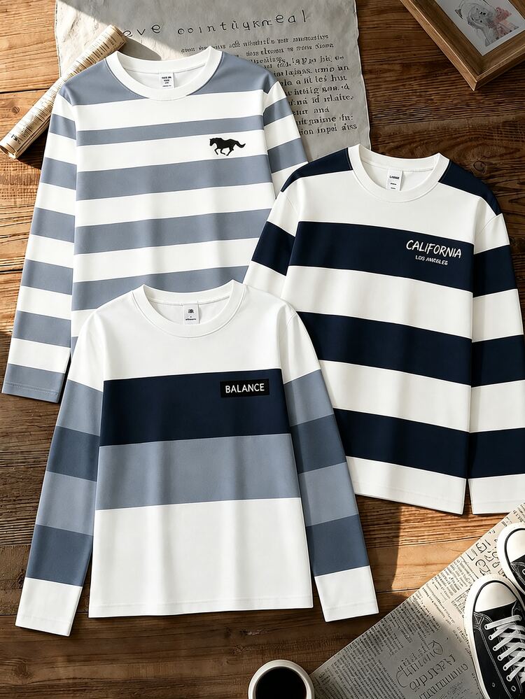 Kaos Lengan Panjang Bergaris Digital untuk Anak Laki-Laki Remaja, Cocok untuk Musim Gugur/Dingin, Gaya Musim Gugur/Dingin, Nyaman dan Kasual, Cocok untuk Beraktivitas di Luar Ruangan, Pakaian Kasual Modis, Desain Pola, Gaya, Cocok untuk Beraktivitas di Luar Ruangan, Desain Pola Olahraga Luar Ruangan, Musim Kembali ke Sekolah, Musim Gugur, Pesta Kembali ke Sekolah - MultiWarna - View 3