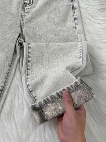 SHEIN Little Byeori 兒童青少年男孩斜口袋直筒牛仔褲 - 卡其色 - 查看 6