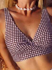 Costavie Bikini de baño de moda de verano con estampado a cuadros para la playa - Multicolor - Ver 4