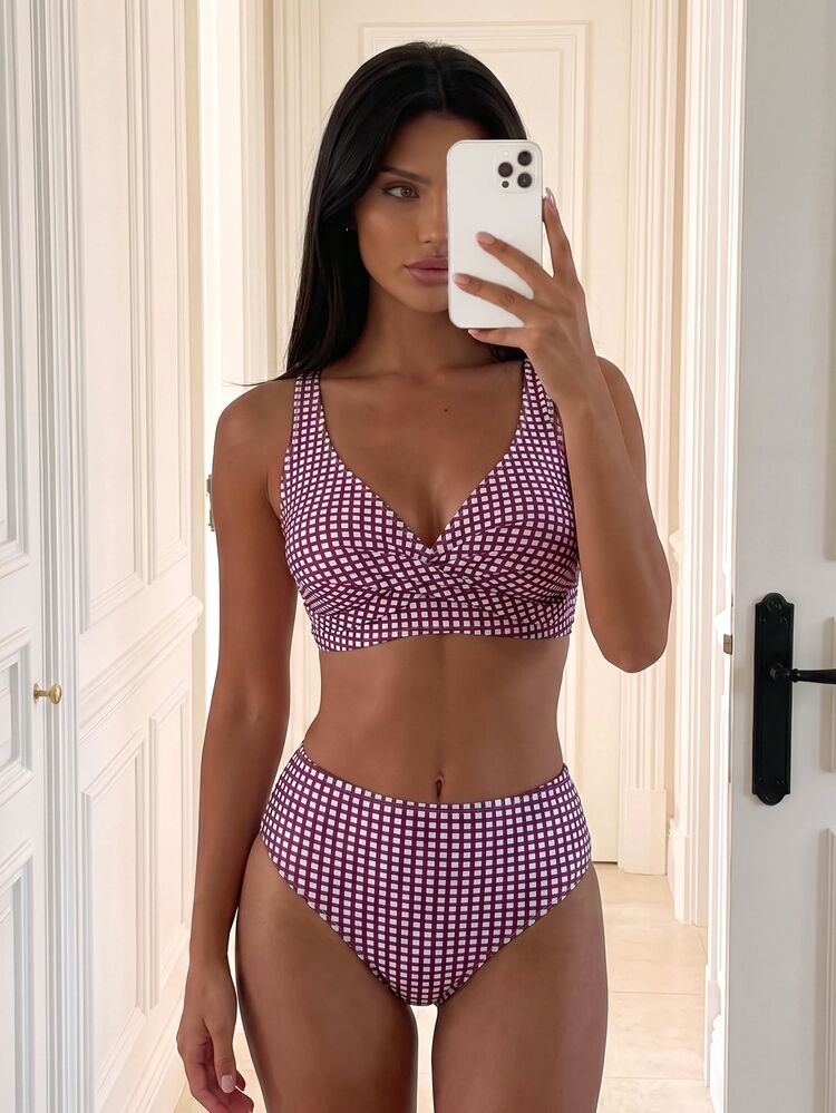 Costavie Bikini Pantai Motif Kotak-kotak untuk Musim Panas - MultiWarna - View 1