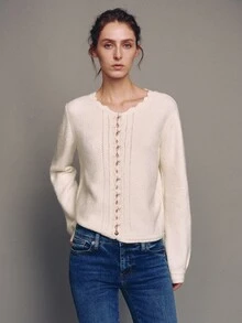 MOTF PREMIUM Women's Solid Color Casual Versatile Daily Cardigan - Apricot - View 7