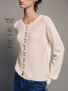 MOTF PREMIUM Women's Solid Color Casual Versatile Daily Cardigan - Apricot - View 1