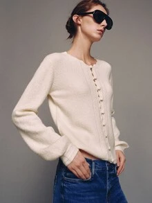 MOTF PREMIUM Women's Solid Color Casual Versatile Daily Cardigan - Apricot - View 6